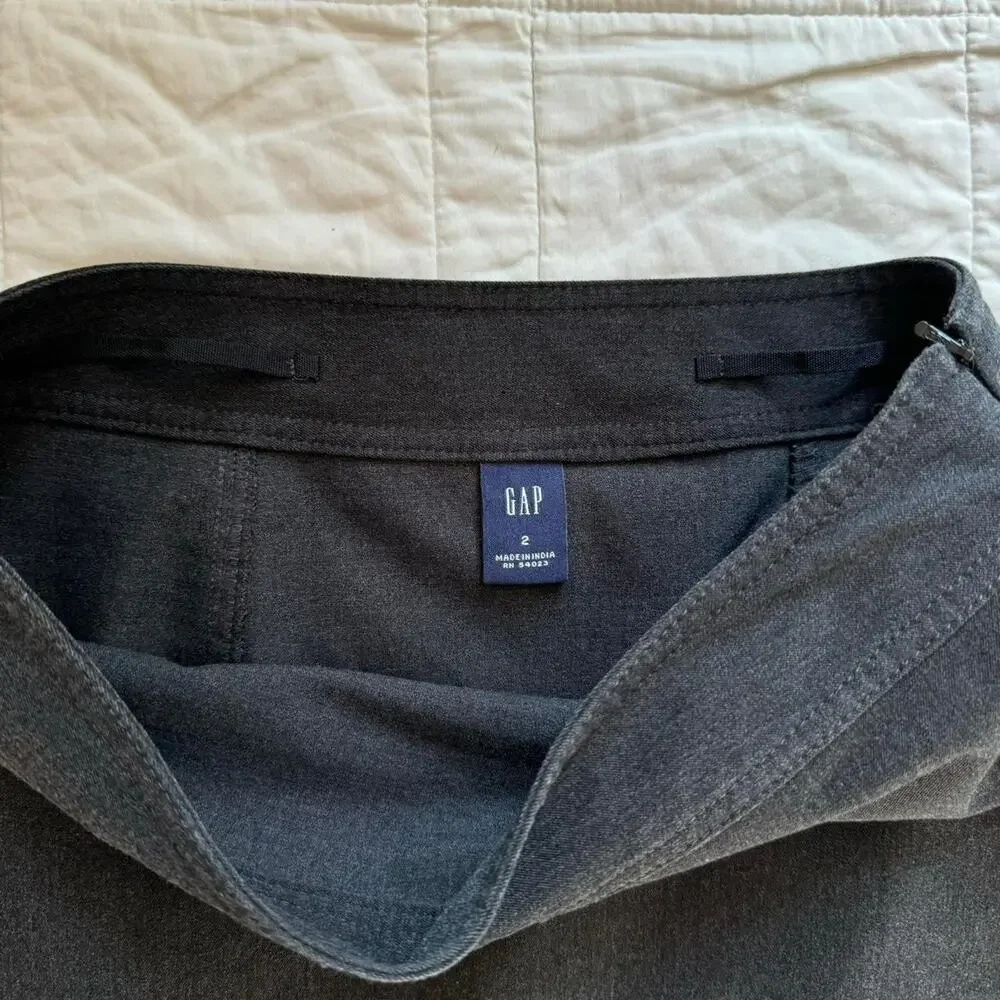 gap‎ midi skirt sz 2 gray stretch Y2k corporate pencil side zip office career